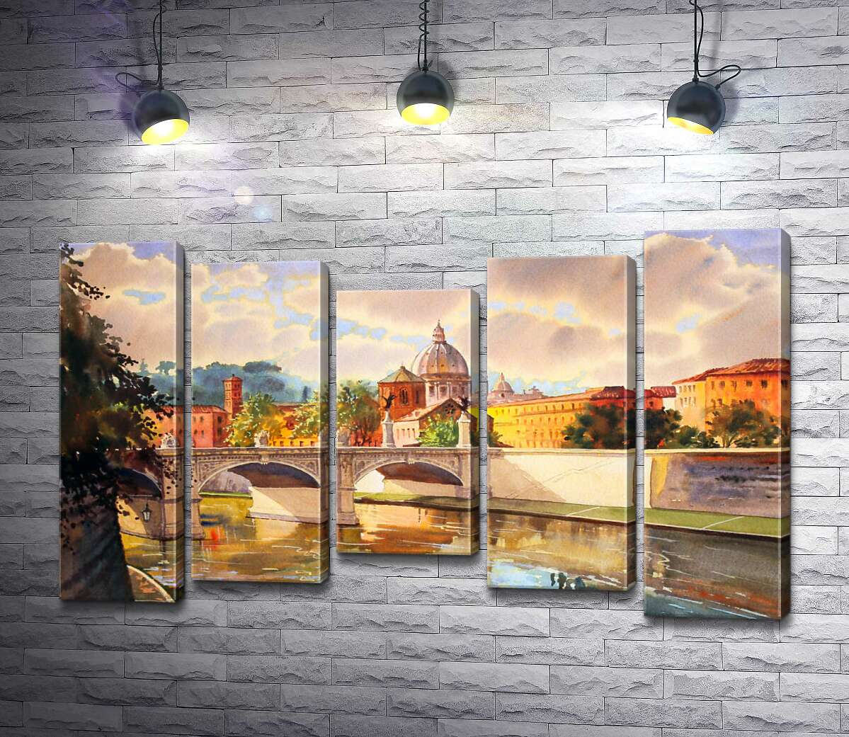 

Модульная картина ArtPoster Белоснежный мост святого Ангела (St. Angelo Bridge) над речкой Тибр 130x81 см Модуль №28