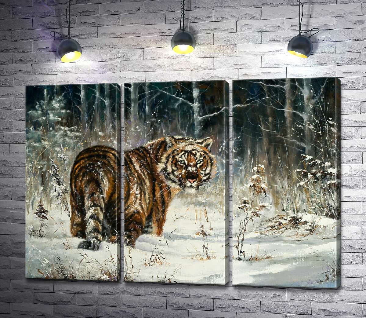 

Модульная картина ArtPoster Амурский тигр стоит на заснеженной лужайке 60x43 см Модуль №11