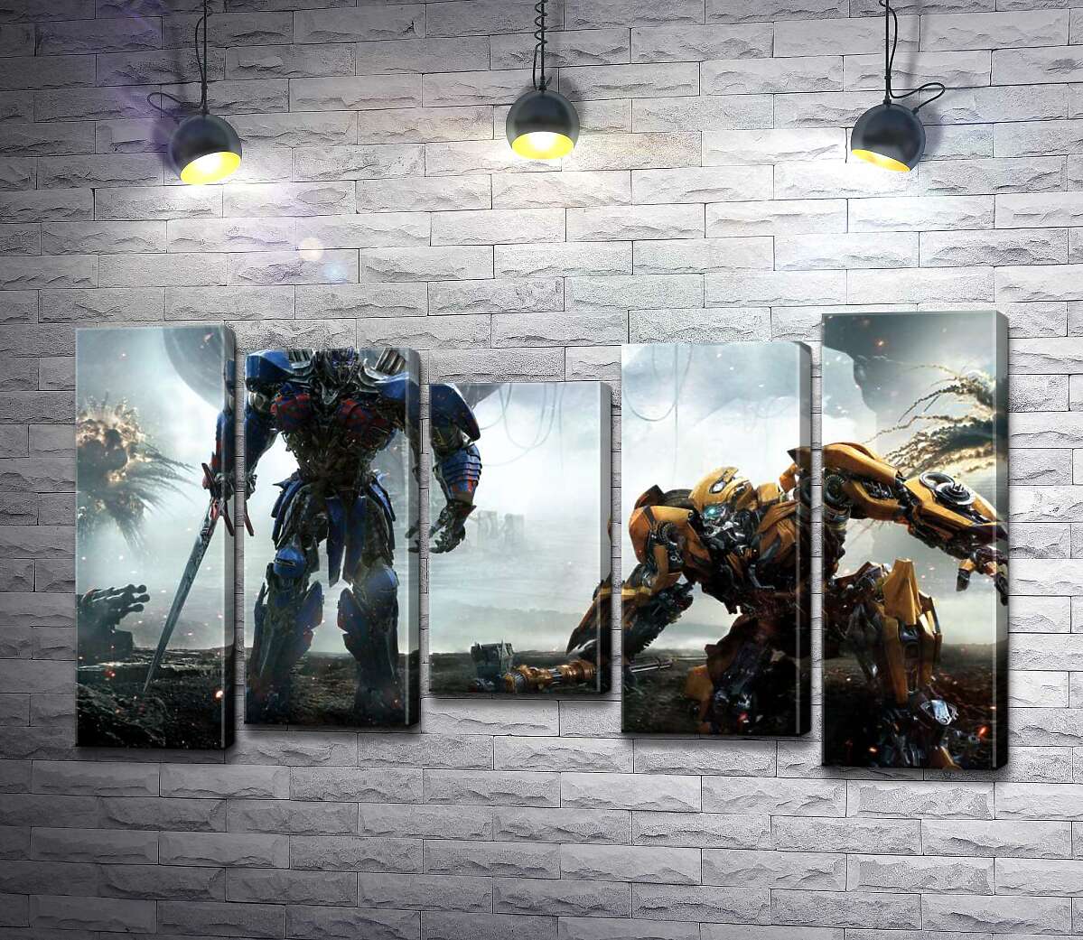 

Модульная картина ArtPoster Автоботы Оптимус Прайм (Optimus Prime) и Бамблби – герои фильма "Трансформеры" 100x58 см Модуль №28