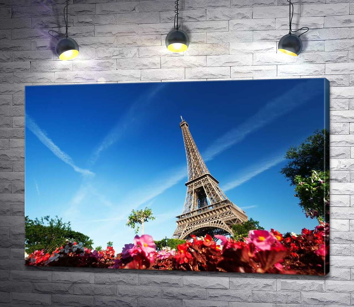 

Картина ArtPoster Эйфелева башня возвышается над цветником с бегониями 130x87 см Модуль №1