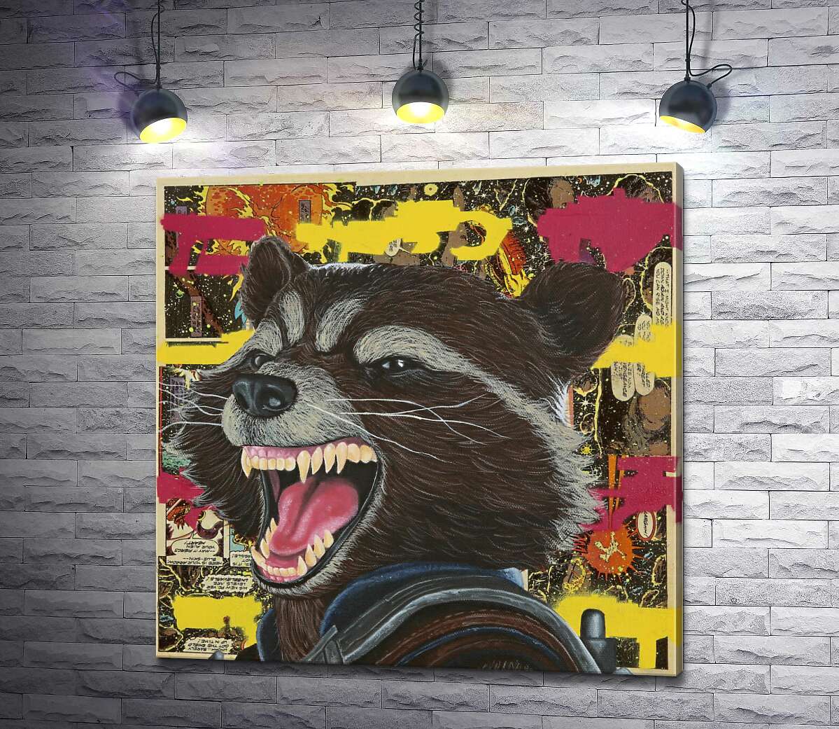 

Картина ArtPoster Ракетный енот (Rocket raccoon) скалит зубы 130x130 см Модуль №1