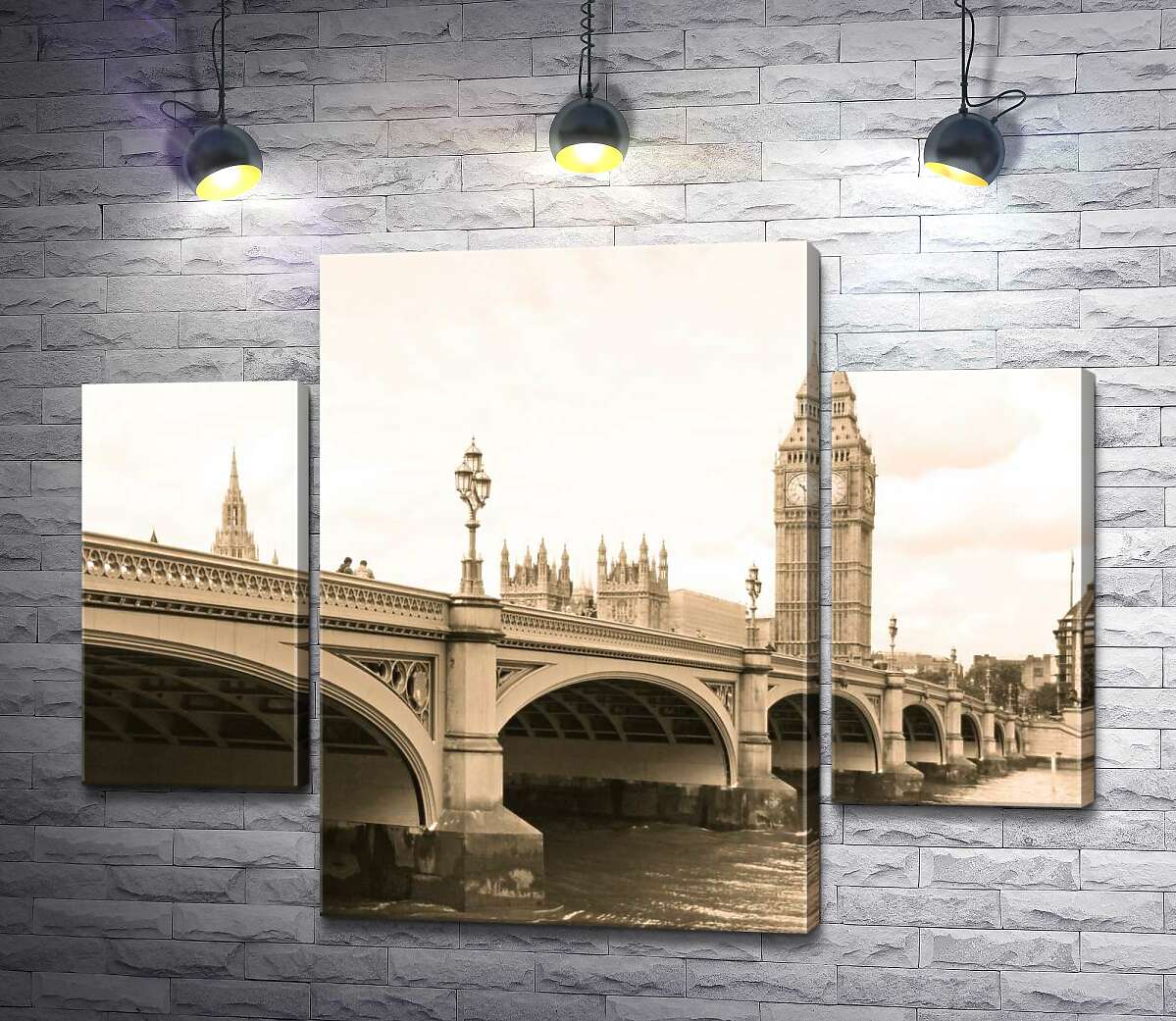 

Модульная картина ArtPoster Башня Биг-Бен (Big Ben) виднеется из-за Вестминтерского моста (Westminster Bridge) 100x75 см Модуль №7