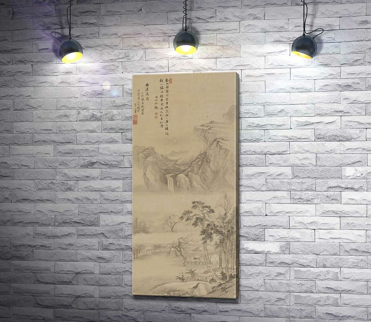 

Картина ArtPoster Скит на возвышенности у Сливового ручья (The lofty hermit of Plum creek) – Ван Хуэй (Wang Hui) 93x205 см Модуль №1