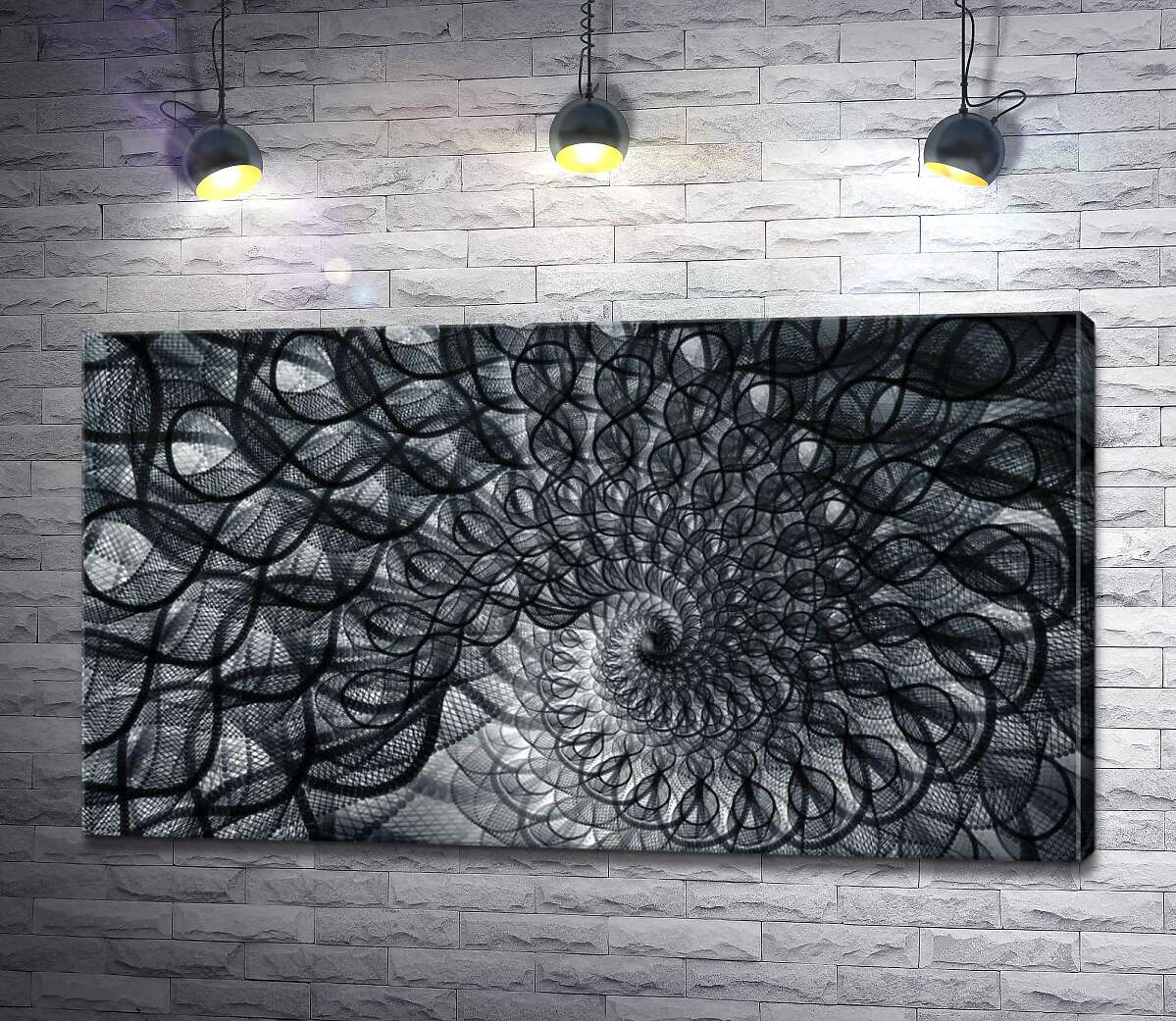 

Картина ArtPoster Узор черного фатина, закрученный в раковину 130x73 см Модуль №1