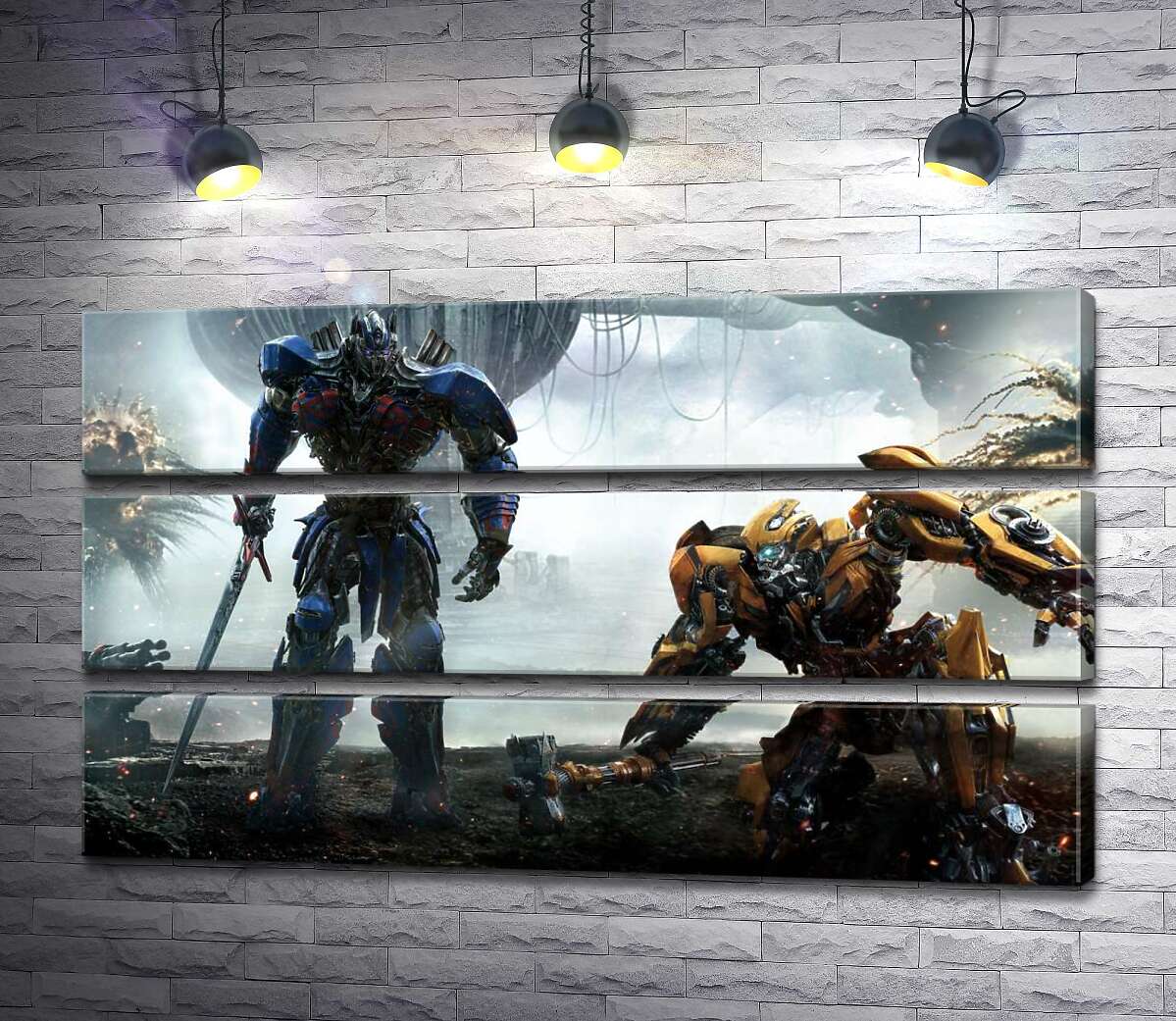 

Модульная картина ArtPoster Автоботы Оптимус Прайм (Optimus Prime) и Бамблби – герои фильма "Трансформеры" 130x75 см Модуль №13