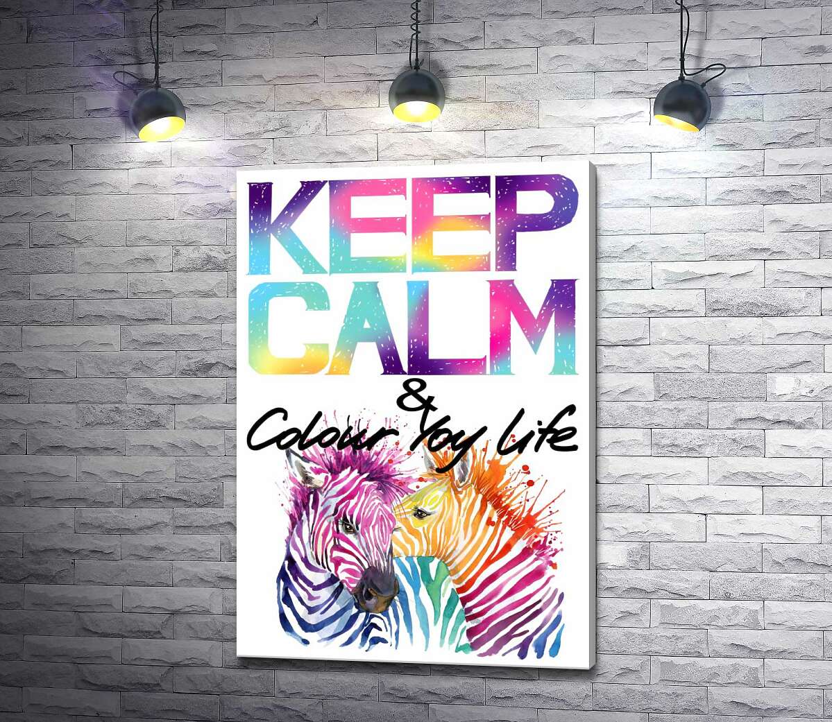 

Картина ArtPoster Яркие зебры под надписью "keep calm and colour your life" 100x146 см Модуль №1