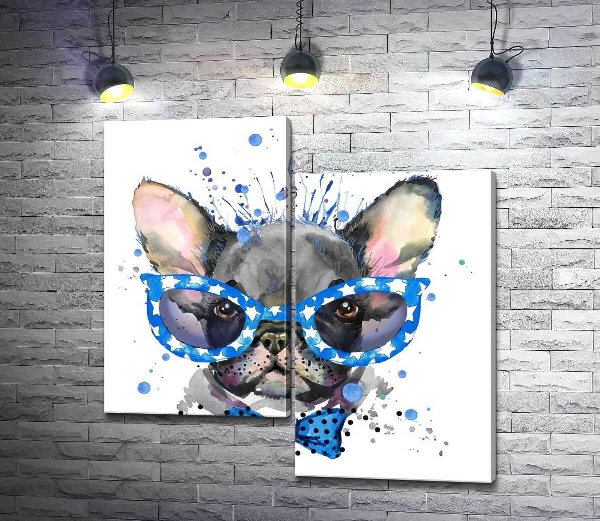 

Модульная картина ArtPoster Гламурный французский бульдог в синих очках с бабочкой 100x100 см Модуль №5