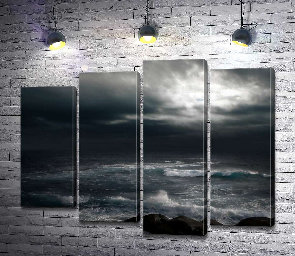 

Модульная картина ArtPoster Грозный шторм надвигается на скалистый морской берег 80x65 см Модуль №21