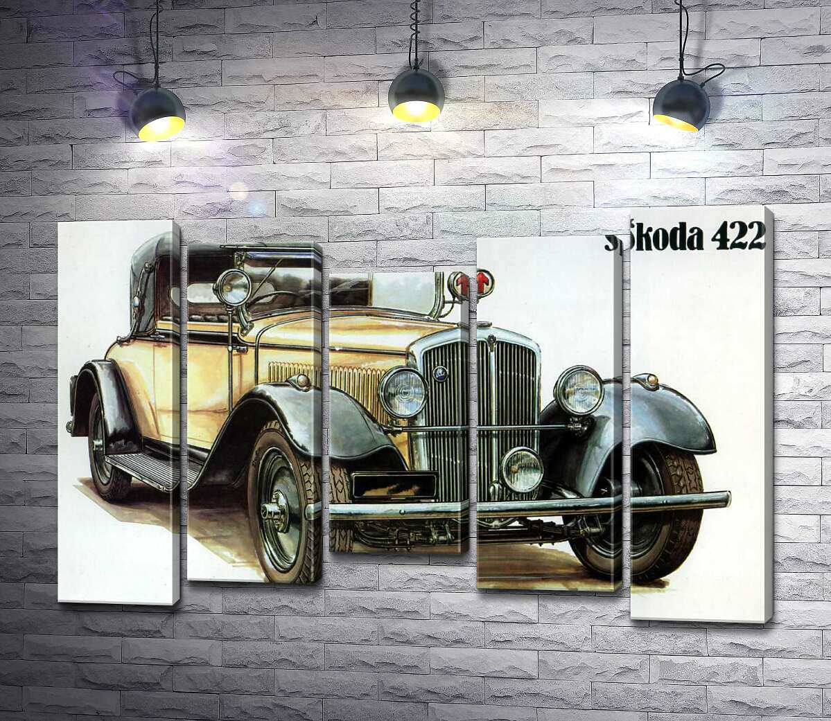 

Модульная картина ArtPoster Желтый ретро-автомобиль Skoda 442 130x87 см Модуль №28