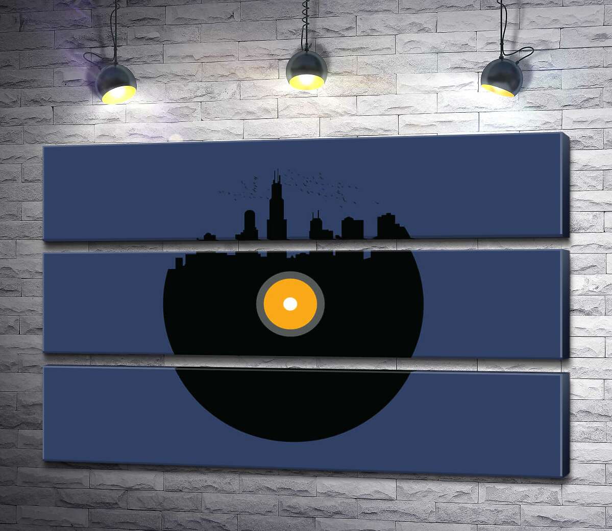 

Модульная картина ArtPoster Желтый свет фонаря в темноте ночного города 96x60 см Модуль №13
