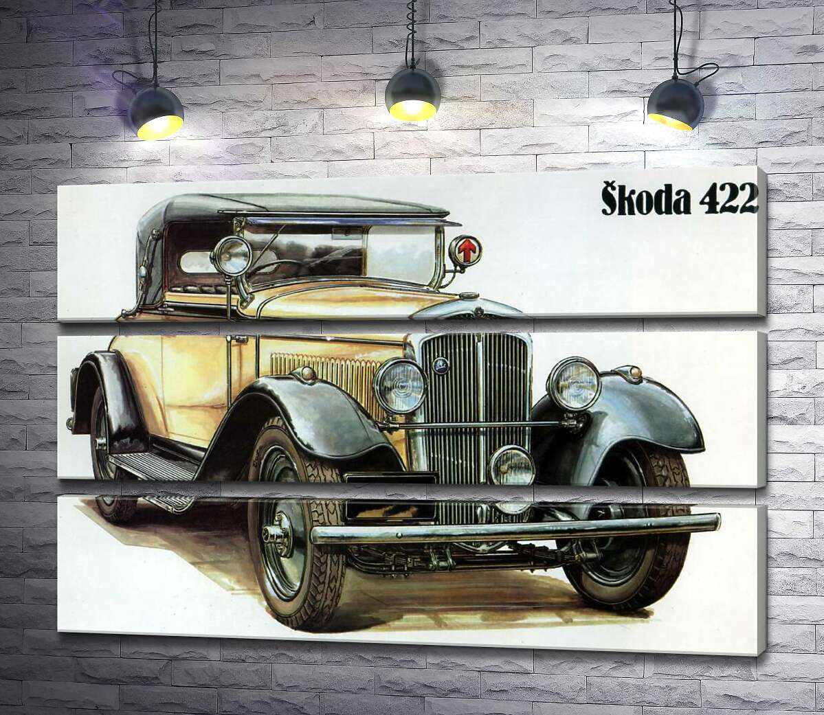

Модульная картина ArtPoster Желтый ретро-автомобиль Skoda 442 130x87 см Модуль №13