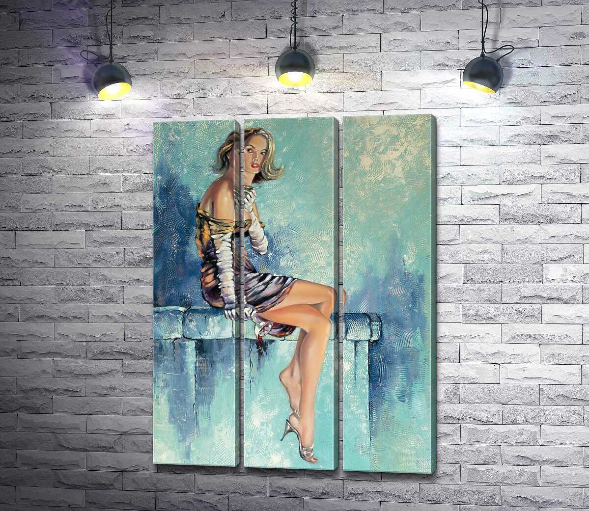

Модульная картина ArtPoster Девушка с бокалом вина курит сигарету 102x140 см Модуль №11