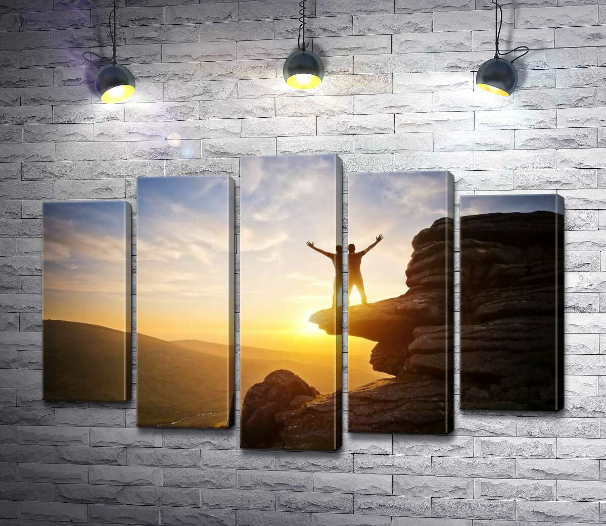 

Модульная картина ArtPoster Единение с природой: человек на вершине горы в солнечных лучах 100x69 см Модуль №26