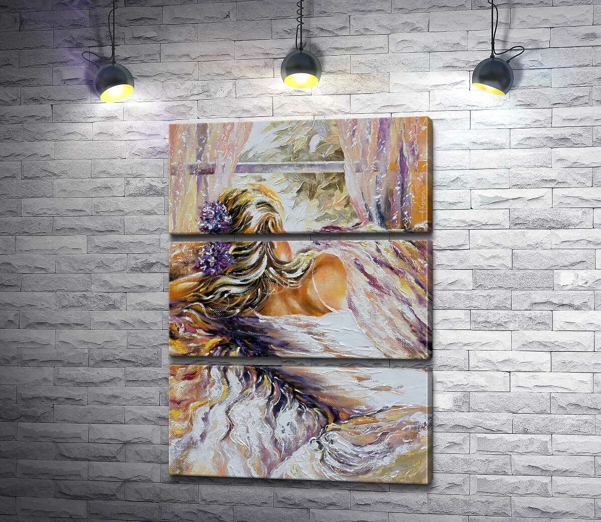 

Модульная картина ArtPoster Девушка в белом платье смотрит в окно 130x180 см Модуль №13