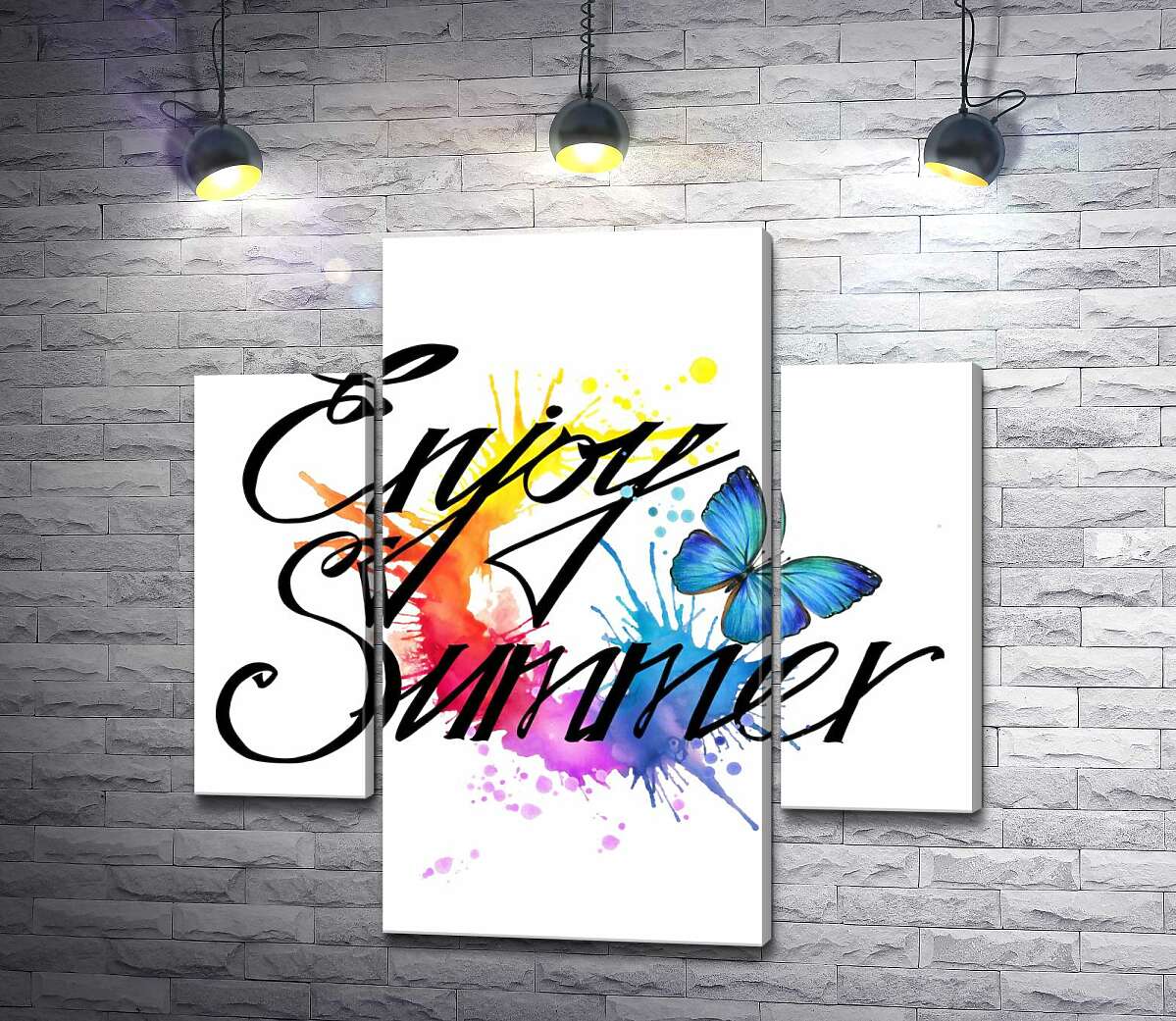 

Модульная картина ArtPoster Голубая бабочка летает среди надписи "enjoy summer" 80x80 см Модуль №7