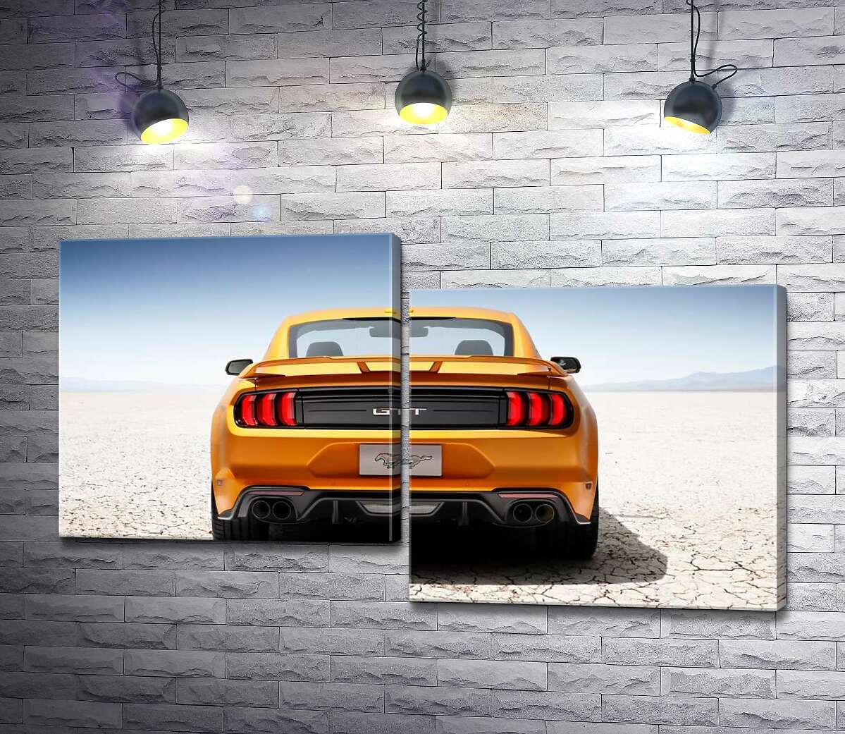 

Модульная картина ArtPoster Желтый автомобиль Ford Mustang GT среди пустыни 100x57 см Модуль №5