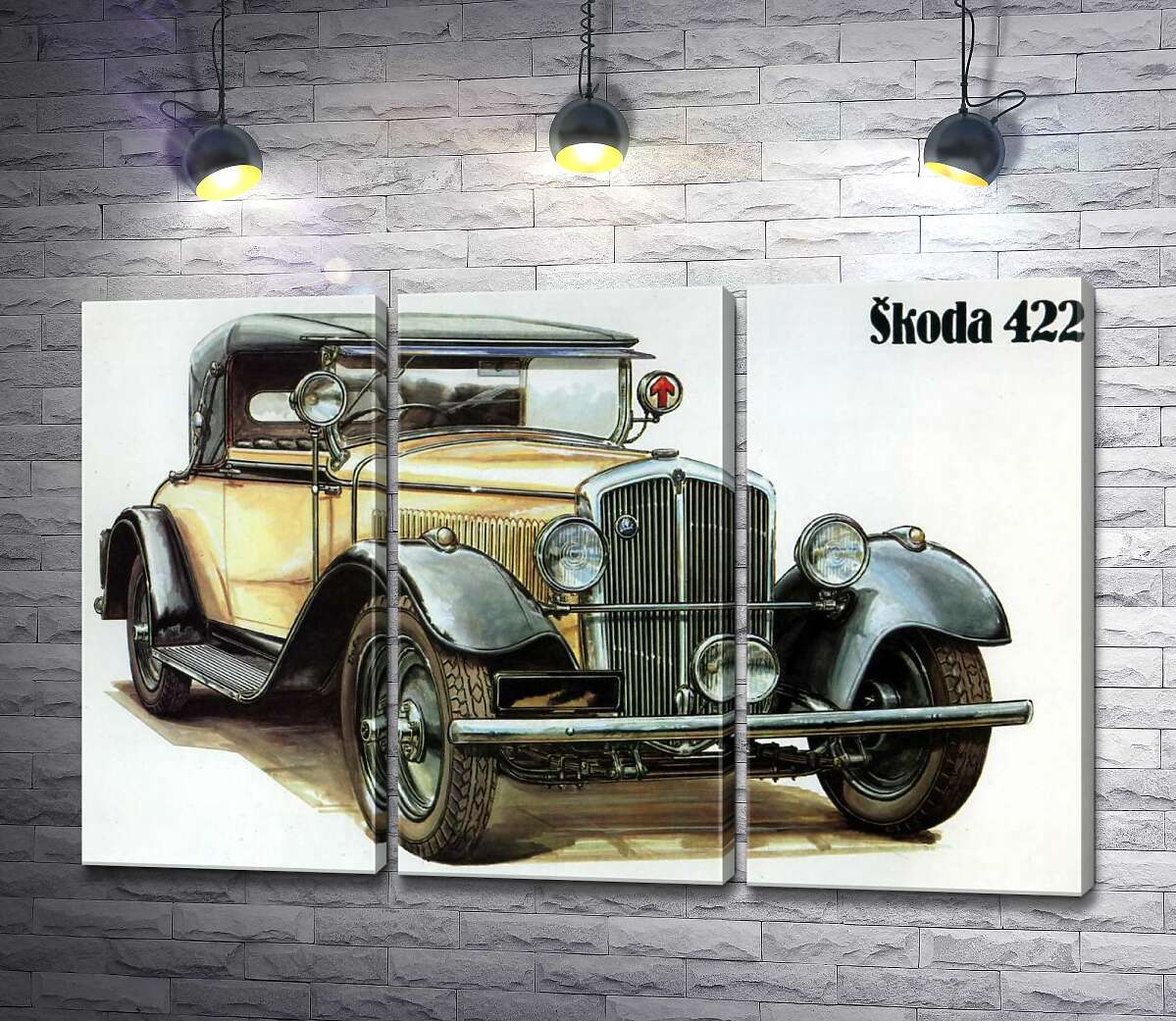 

Модульная картина ArtPoster Желтый ретро-автомобиль Skoda 442 132x86 см Модуль №11