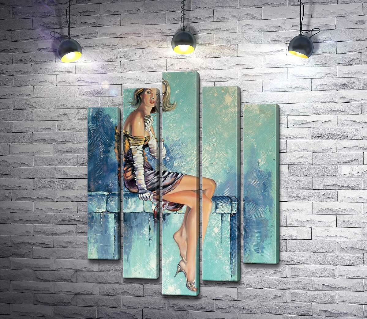 

Модульная картина ArtPoster Девушка с бокалом вина курит сигарету 130x184 см Модуль №26
