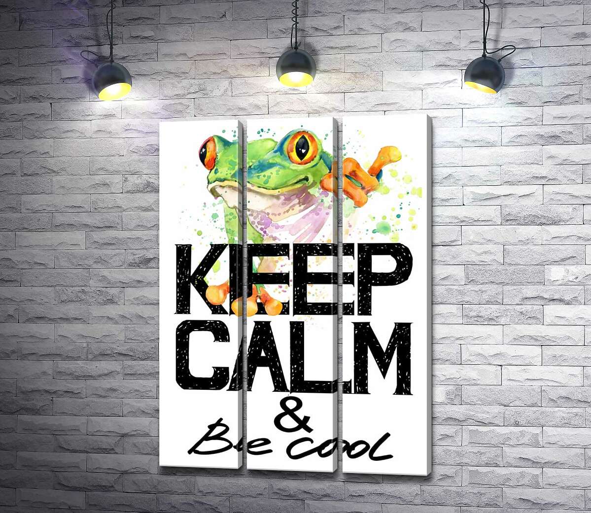 

Модульная картина ArtPoster Древесная лягушка за надписью "keep calm and be cool" 132x190 см Модуль №11