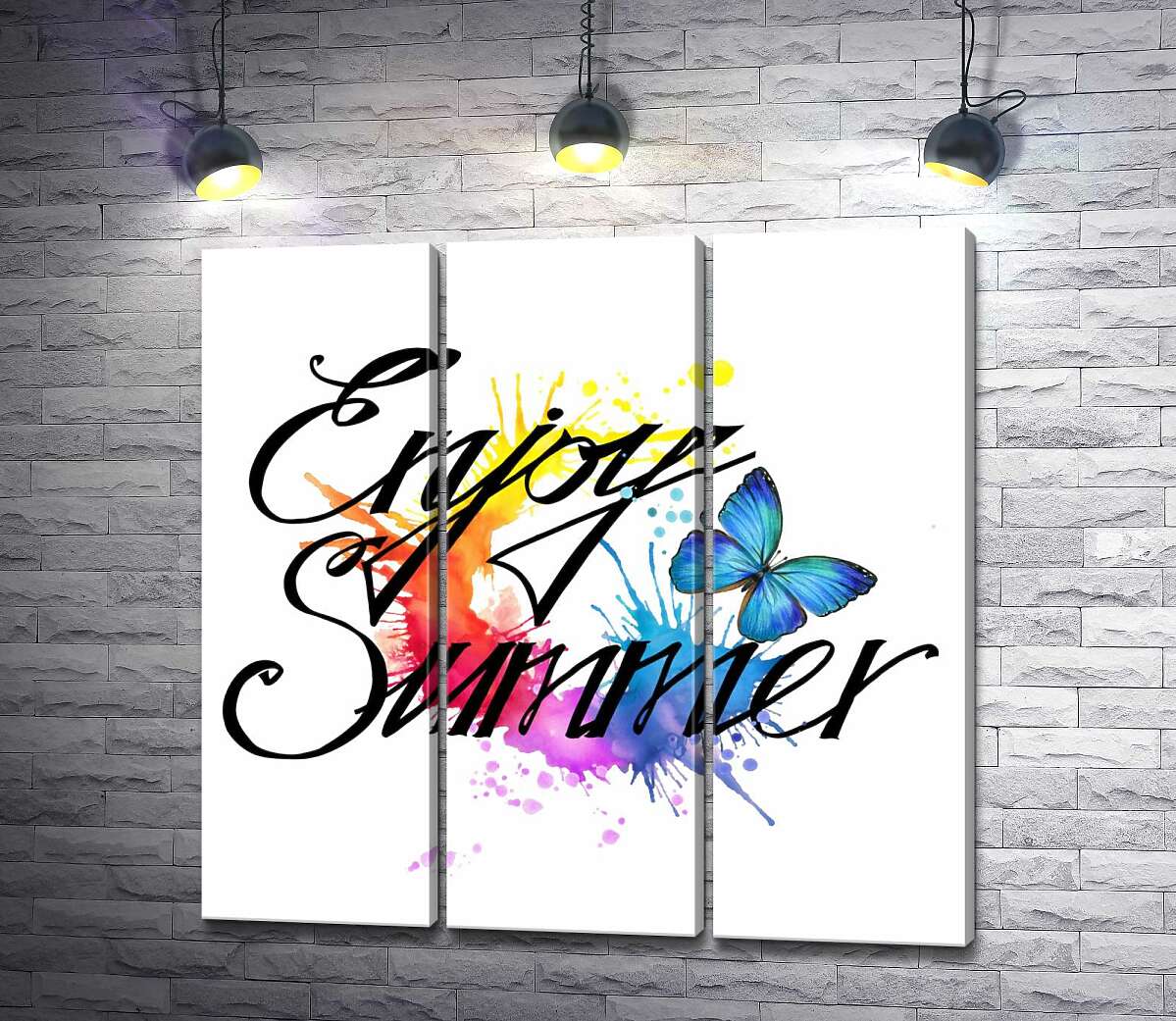 

Модульная картина ArtPoster Голубая бабочка летает среди надписи "enjoy summer" 60x60 см Модуль №11