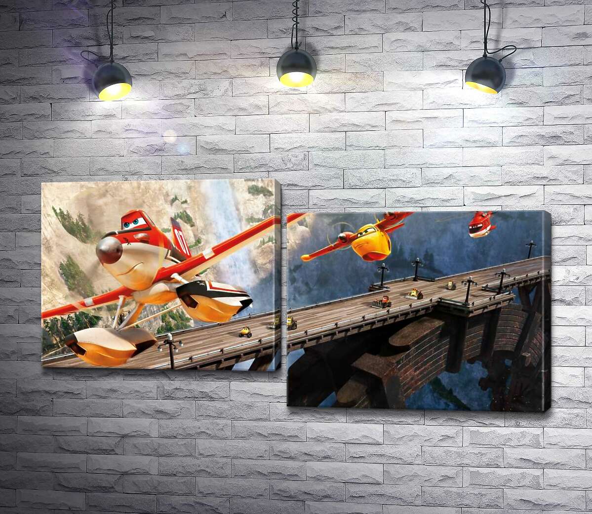 

Модульная картина ArtPoster Герои мультфильма "Самолеты" спешат на спасательную операцию 130x66 см Модуль №5