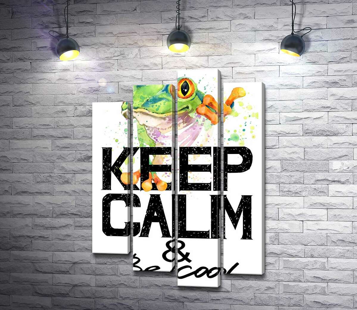 

Модульная картина ArtPoster Древесная лягушка за надписью "keep calm and be cool" 100x147 см Модуль №21