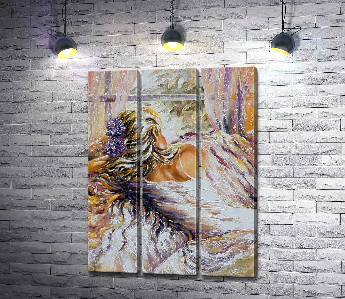 

Модульная картина ArtPoster Девушка в белом платье смотрит в окно 102x137 см Модуль №11