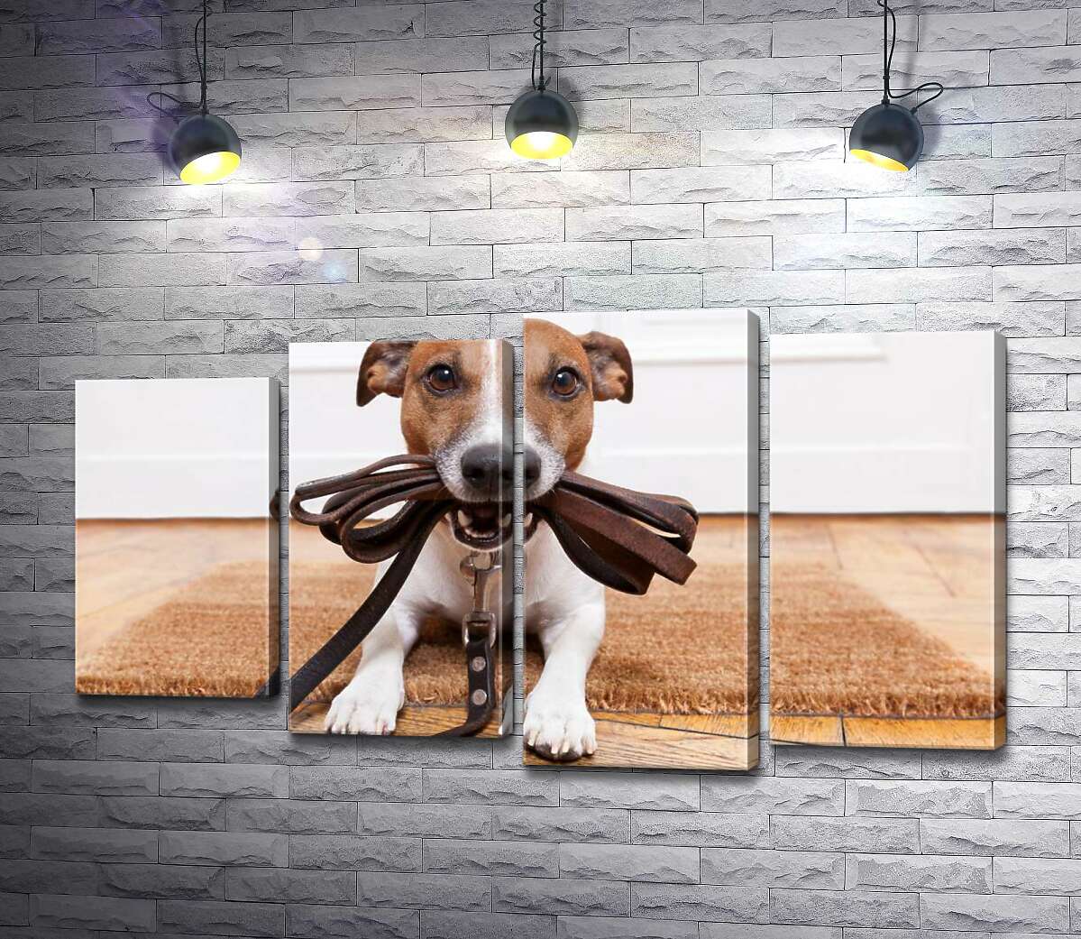 

Модульная картина ArtPoster Джек-рассел-терьер с поводком в зубах, готовый к прогулке 80x47 см Модуль №21