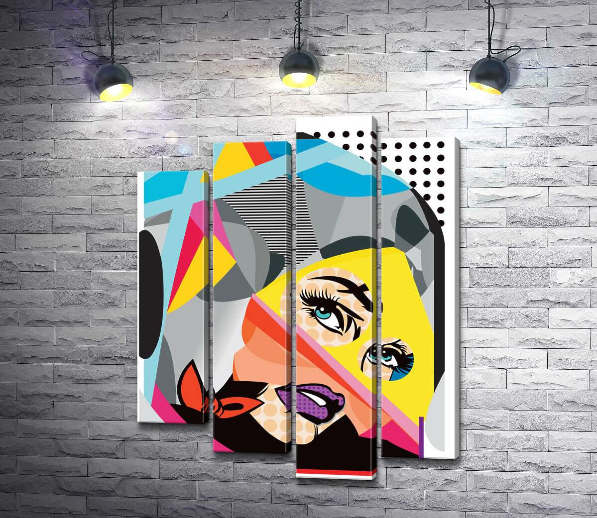

Модульная картина ArtPoster Голубоглазая девушка в изгибах геометрических форм 100x131 см Модуль №21