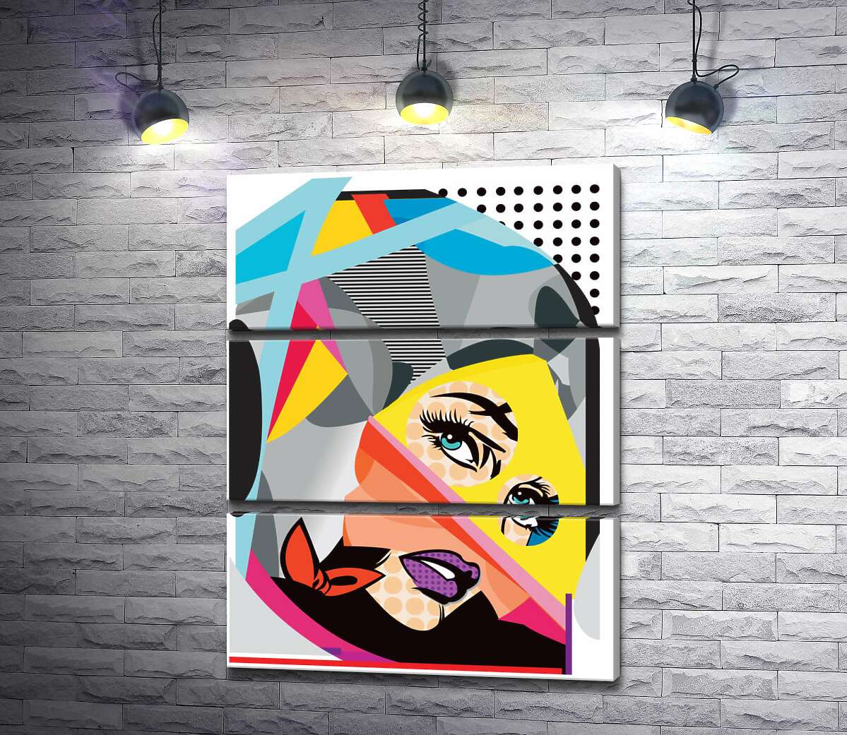 

Модульная картина ArtPoster Голубоглазая девушка в изгибах геометрических форм 50x66 см Модуль №13