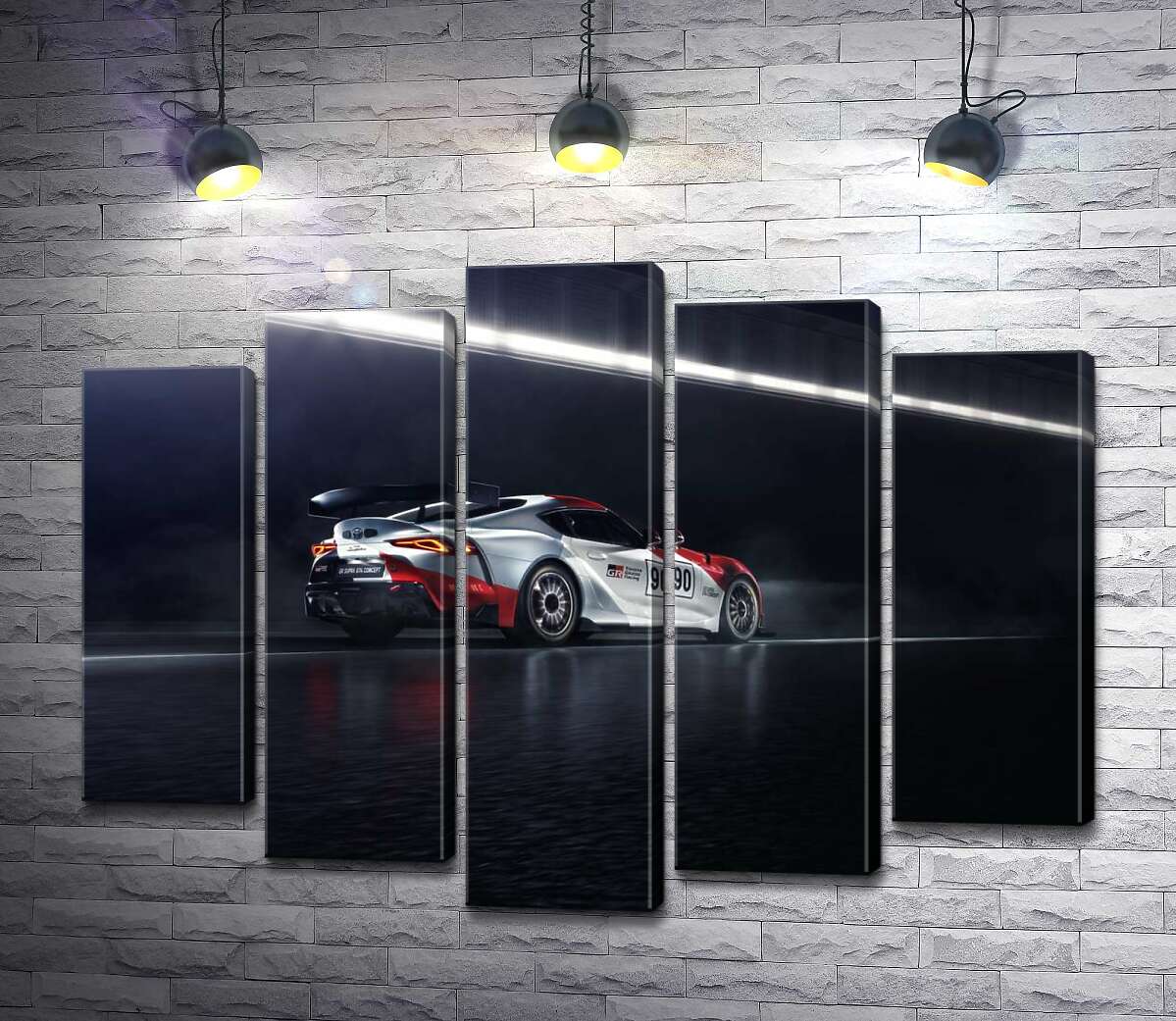 

Модульная картина ArtPoster Гоночный автомобиль Тойота (Toyota GR Supra GT4) разгоняется на трассе 100x75 см Модуль №26