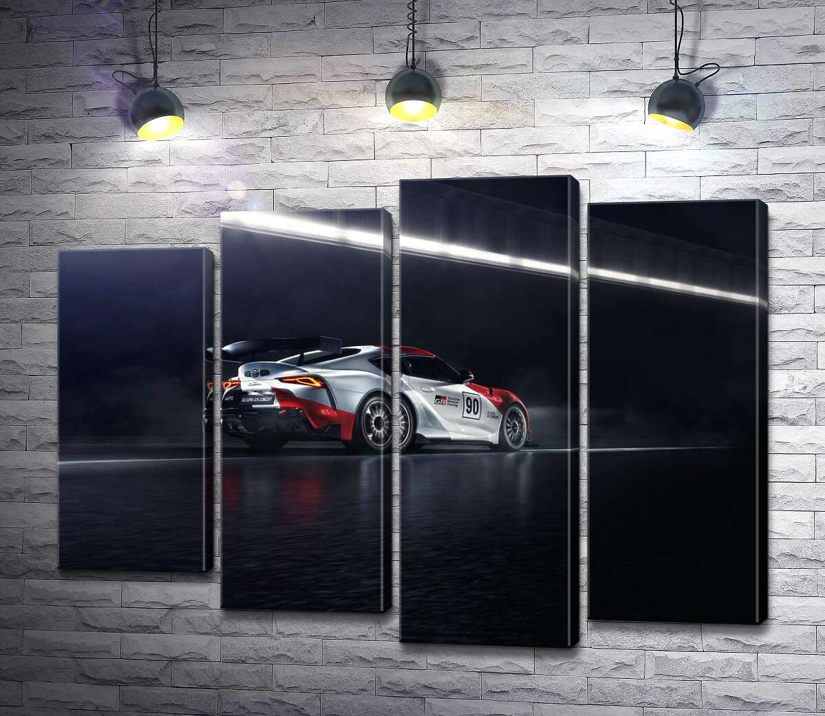 

Модульная картина ArtPoster Гоночный автомобиль Тойота (Toyota GR Supra GT4) разгоняется на трассе 132x100 см Модуль №21