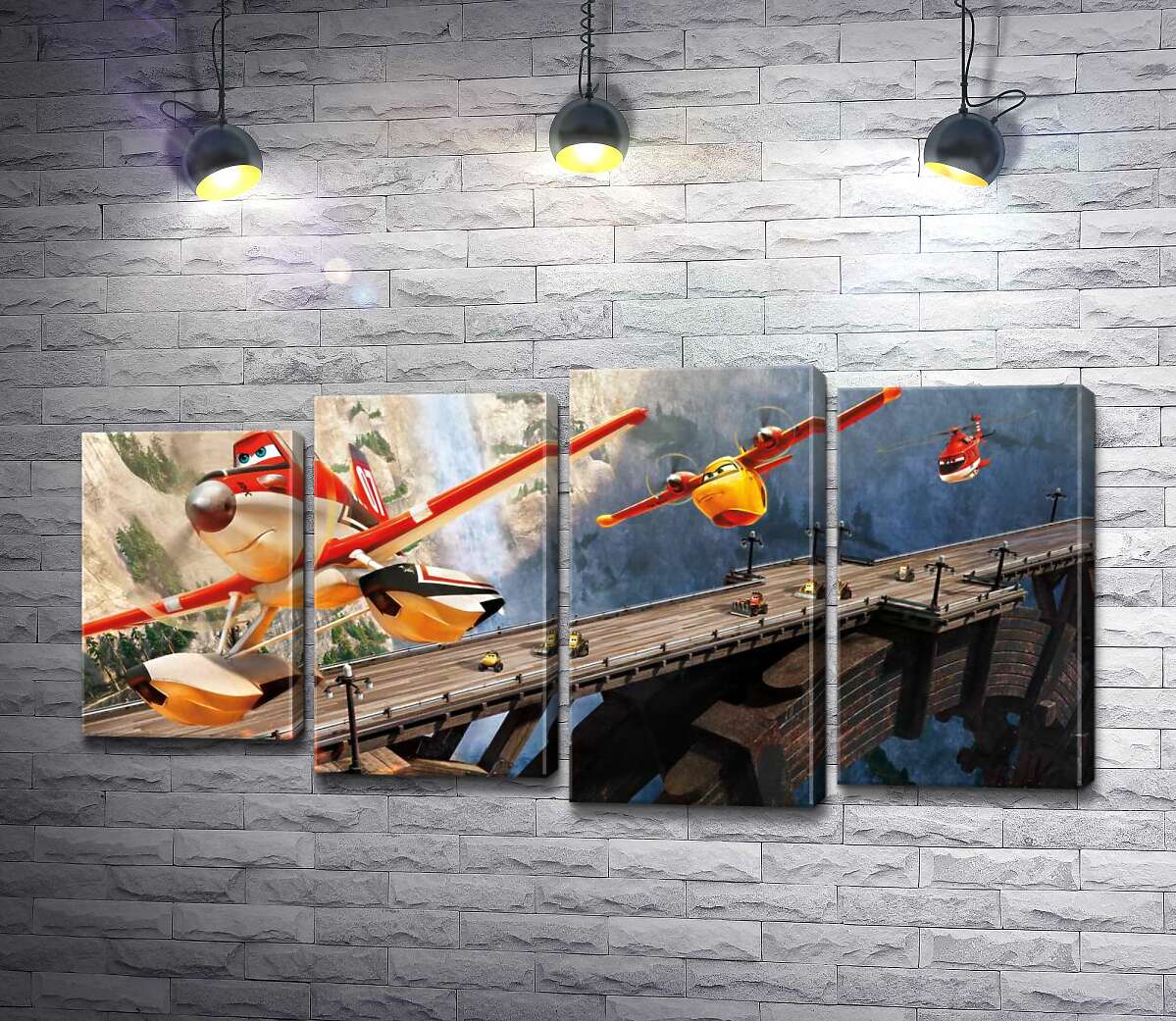 

Модульная картина ArtPoster Герои мультфильма "Самолеты" спешат на спасательную операцию 80x40 см Модуль №21