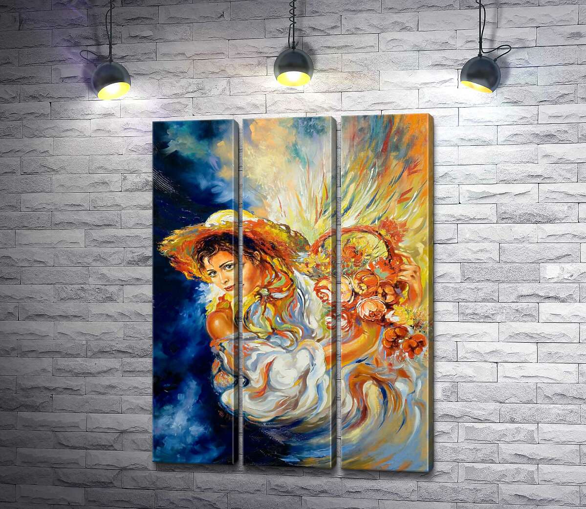 

Модульная картина ArtPoster Девушка в соломенной шляпе держит в руках корзину с цветами 60x84 см Модуль №11