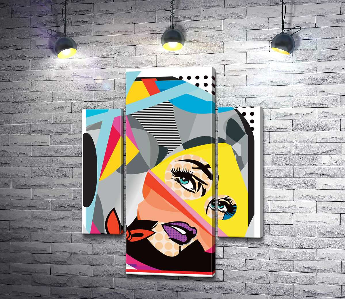 

Модульная картина ArtPoster Голубоглазая девушка в изгибах геометрических форм 131x169 см Модуль №7