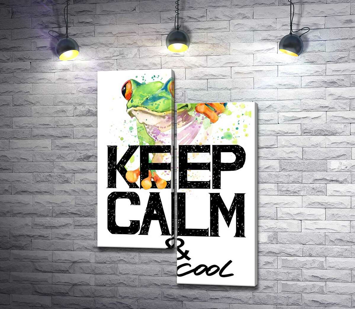 

Модульная картина ArtPoster Древесная лягушка за надписью "keep calm and be cool" 130x191 см Модуль №5
