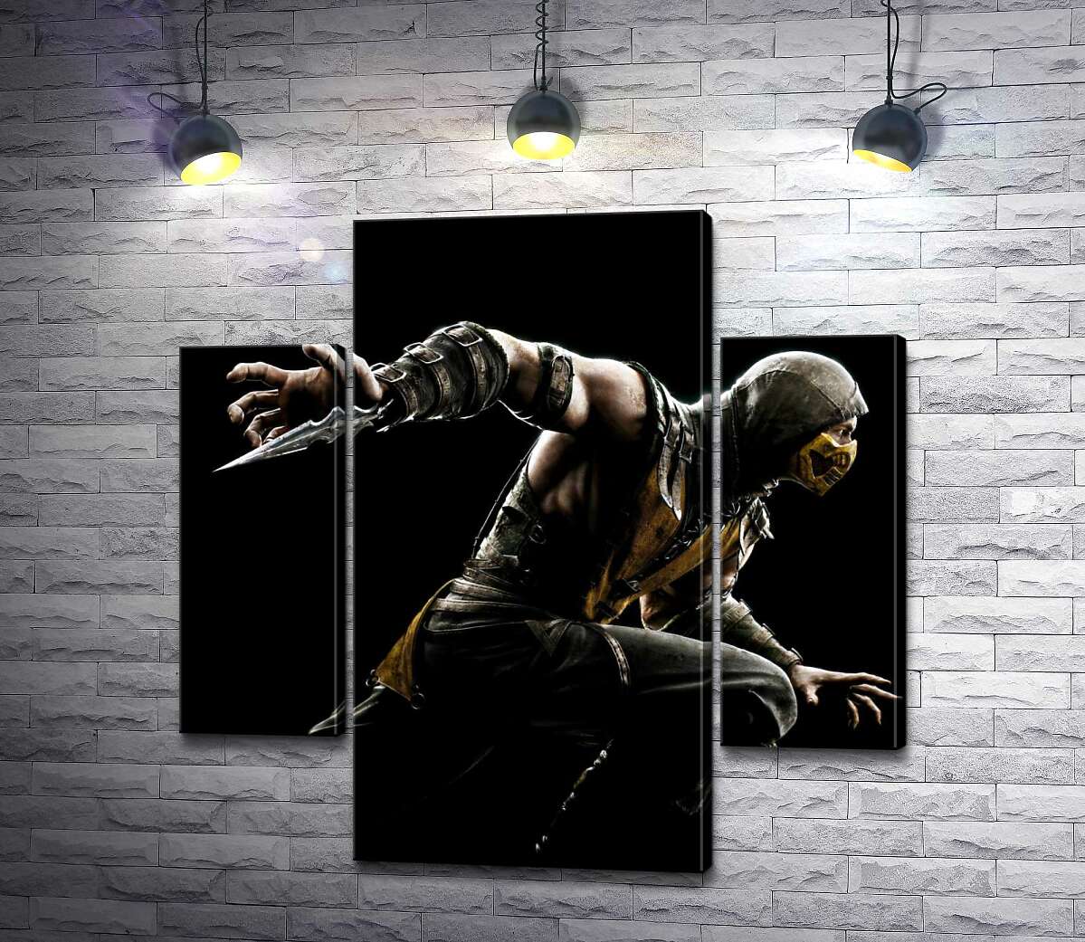 

Модульная картина ArtPoster Герой игры "Mortal Kombat", Скорпион, решительно бежит в битву 100x100 см Модуль №7
