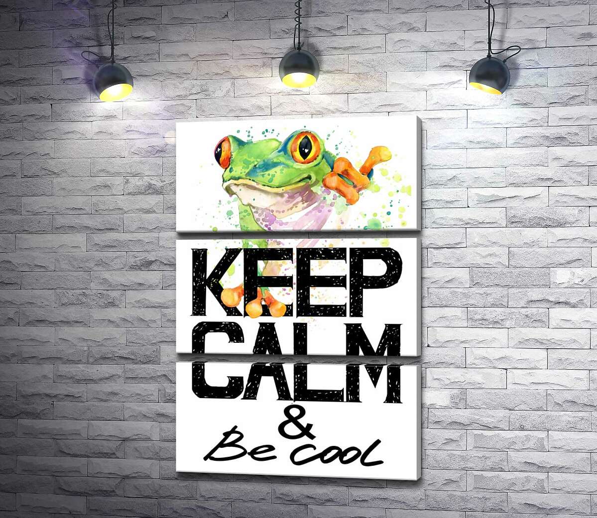 

Модульная картина ArtPoster Древесная лягушка за надписью "keep calm and be cool" 50x75 см Модуль №13