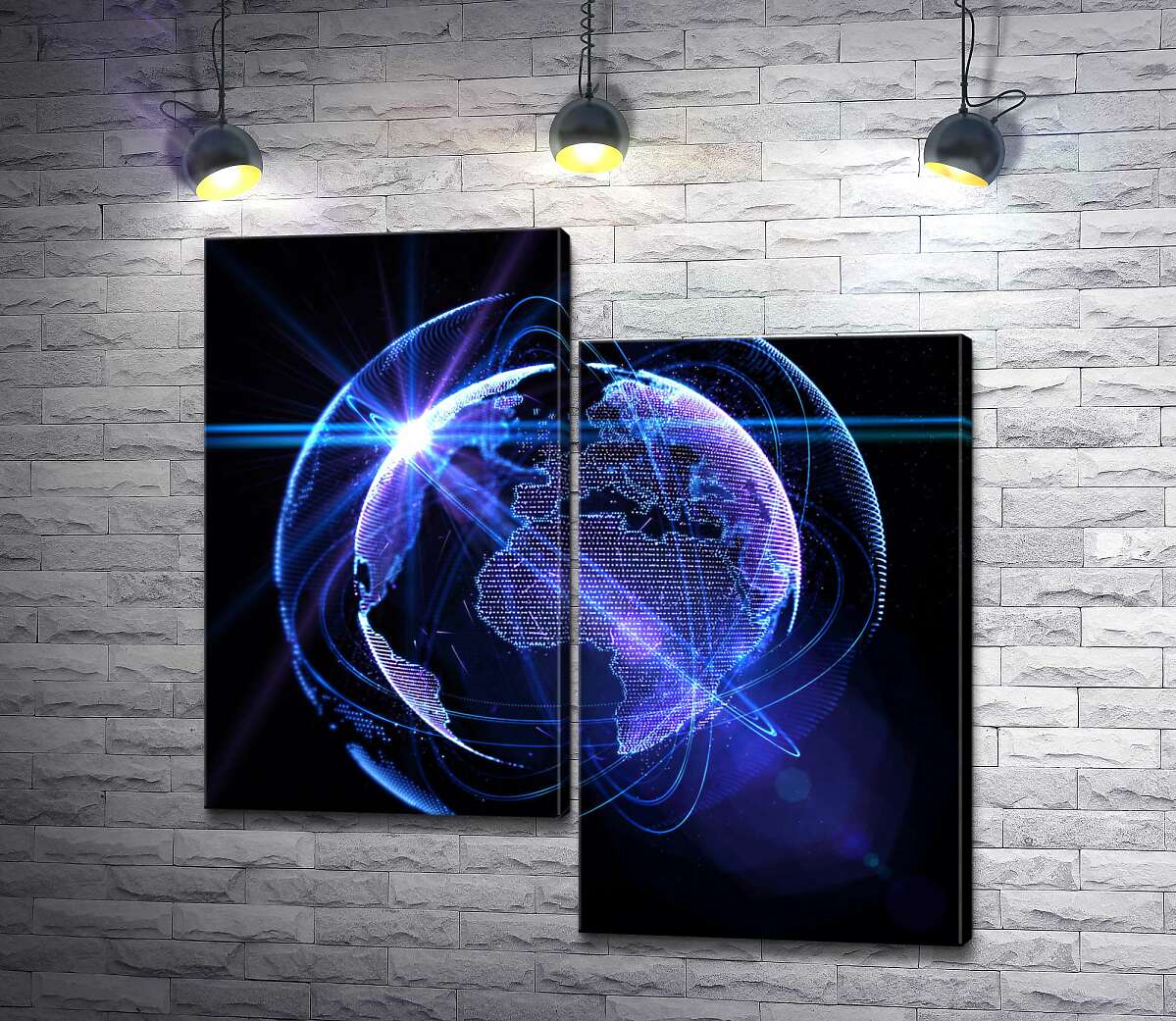 

Модульная картина ArtPoster Информационные потоки покрыли планету Земля 100x100 см Модуль №5