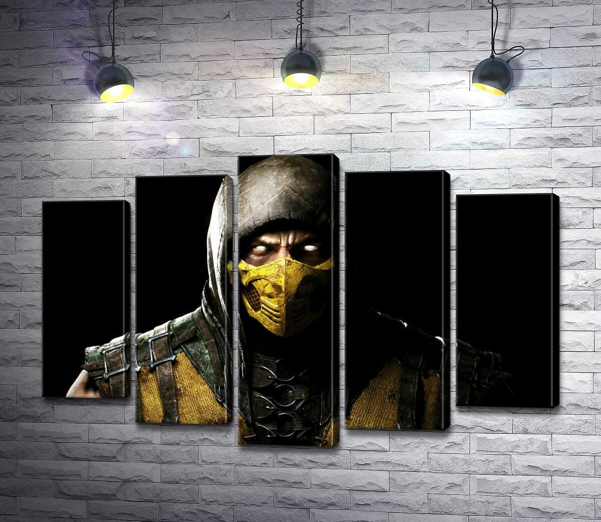 

Модульная картина ArtPoster Из тьмы к свету: портрет героя игры "Mortal Kombat" Скорпиона 130x87 см Модуль №26