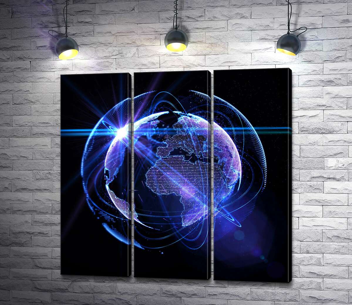 

Модульная картина ArtPoster Информационные потоки покрыли планету Земля 60x60 см Модуль №11