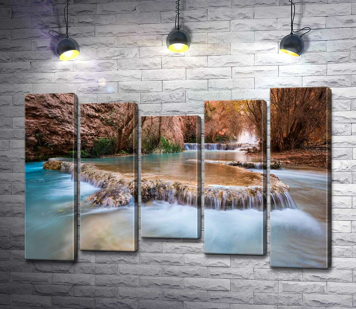 

Модульная картина ArtPoster Каскады прозрачной воды водопадов Хавасу (Havasu Falls) среди осенних деревьев 130x88 см Модуль №28