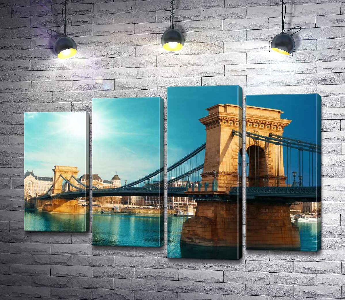 

Модульная картина ArtPoster Классическая изысканность цепного моста Сечени (Széchenyi lánchíd) над глубоководным Дунаем 100x67 см Модуль №21