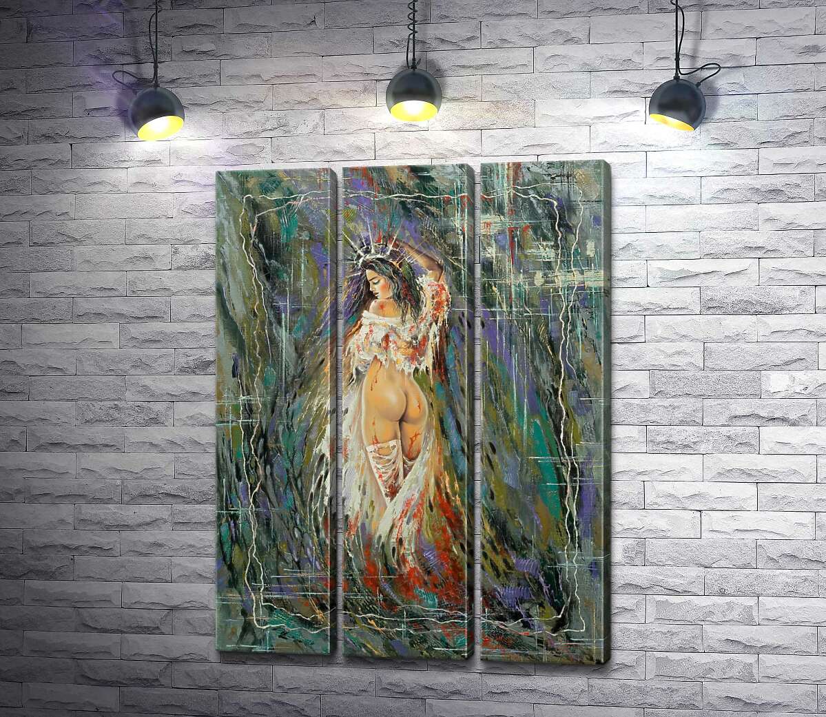 

Модульная картина ArtPoster Капли крови стекают по обнаженному телу девушки 132x183 см Модуль №11