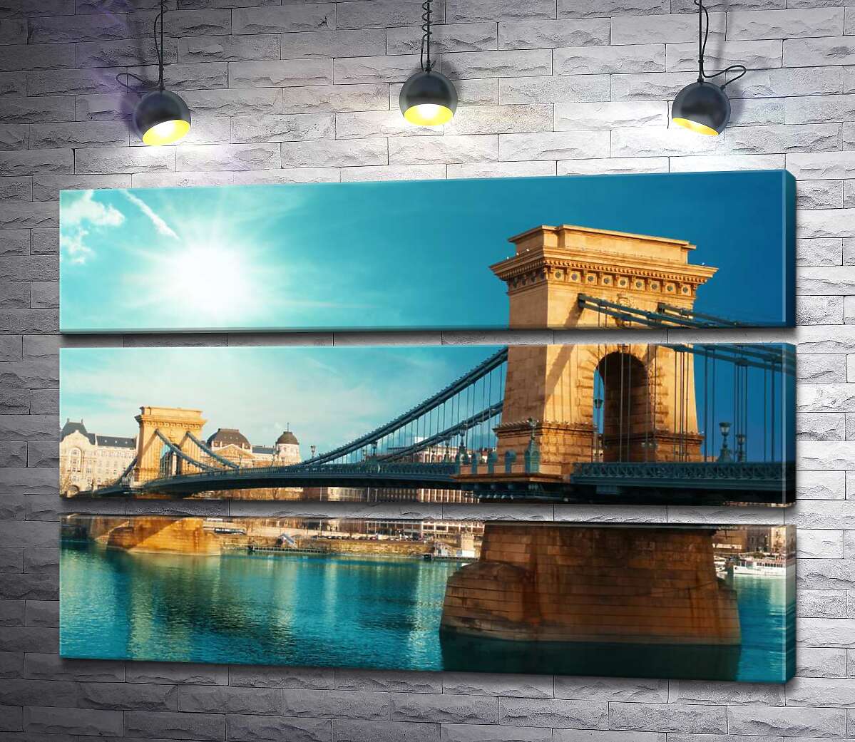

Модульная картина ArtPoster Классическая изысканность цепного моста Сечени (Széchenyi lánchíd) над глубоководным Дунаем 100x66 см Модуль №13
