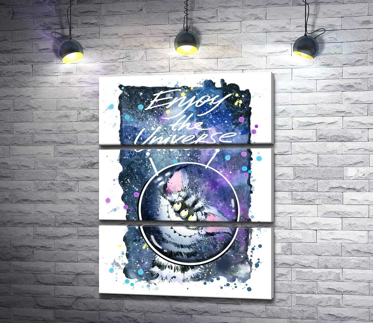

Модульная картина ArtPoster Застенчивый полосатый монстр в космосе с надписью "Enjoy the Universe" 100x129 см Модуль №13