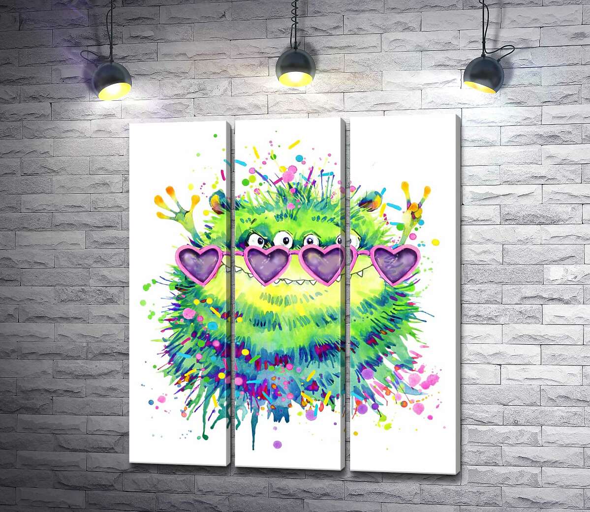 

Модульная картина ArtPoster Зеленый монстр в очках-сердечках 102x118 см Модуль №11