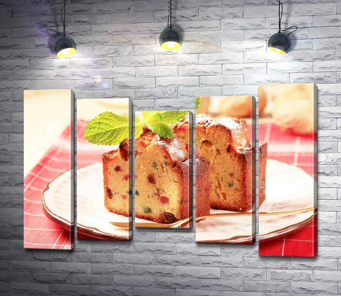 

Модульная картина ArtPoster Золотистый кекс с цветными кусочками сухофруктов 100x69 см Модуль №28