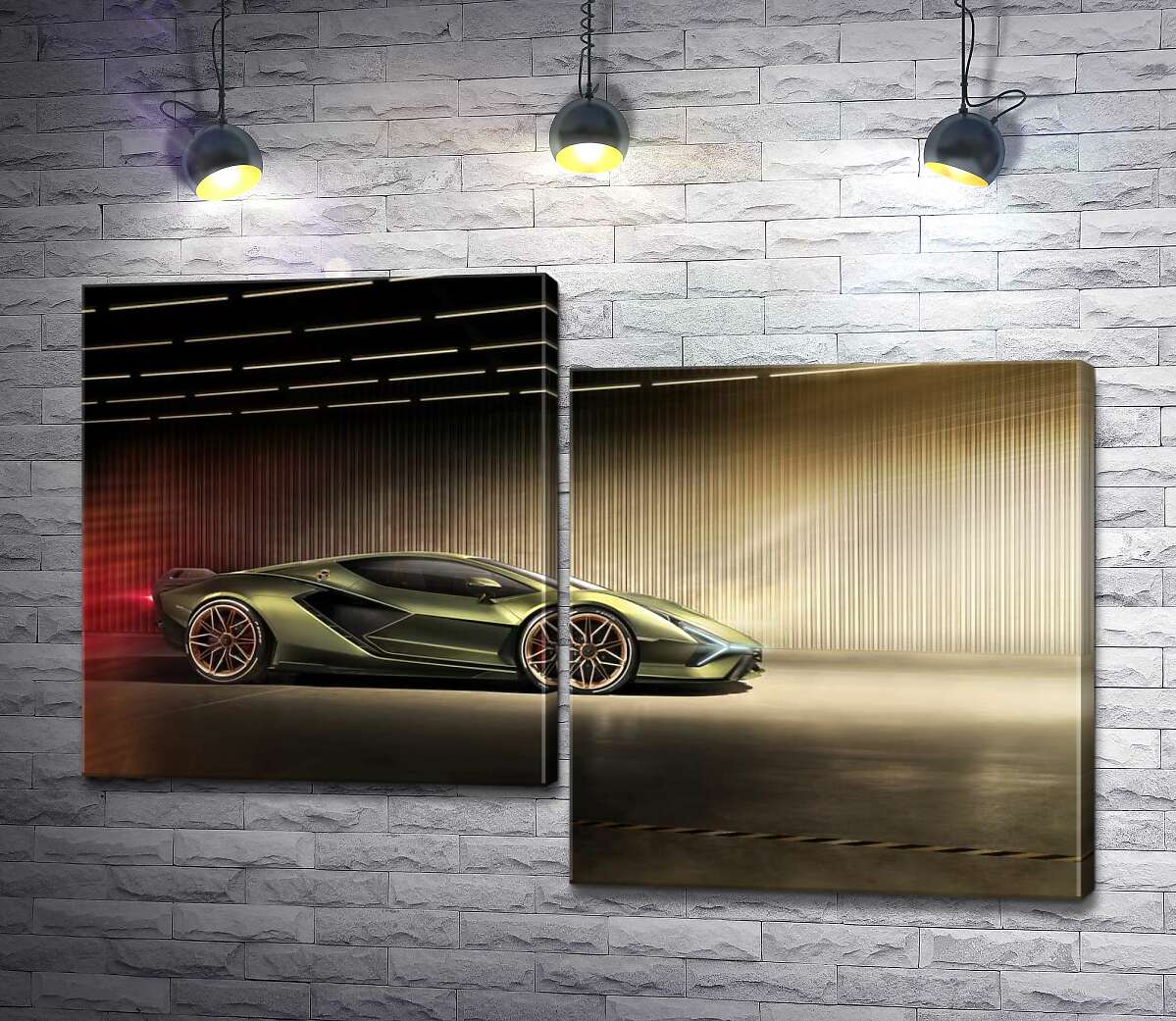 

Модульная картина ArtPoster Зеленый блеск автомобиля Ламборгини (Lamborghini Sian) 130x88 см Модуль №5