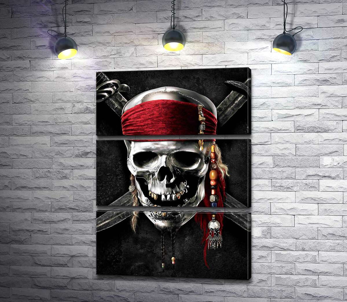 

Модульная картина ArtPoster Знаменитый череп Джека Воробья (Jack Sparrow) на фильме "Пираты Карибского моря" (Pirates of the Caribbean) 130x174 см Модуль №13